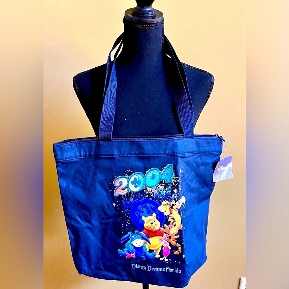 Disney Vintage 2004 Dreams Florida Canvas Tote Bag NWT Winnie Pooh Zipper Large
